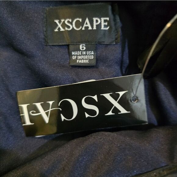 Xscape PATTI LONG OFF THE SHOULDER SCUBA CREPE DRESS NWT size 6 Blue - Picture 5 of 5